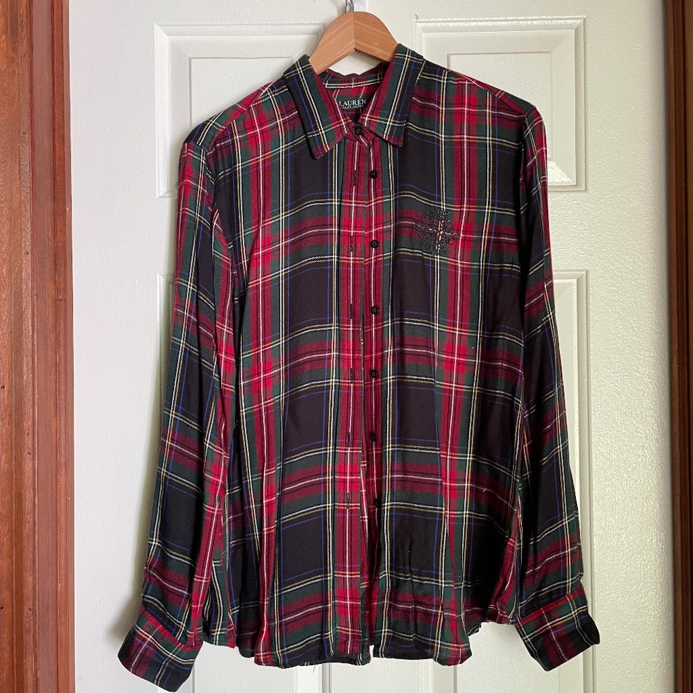 Lauren Ralph Lauren Plaid Button Down Shirt Large